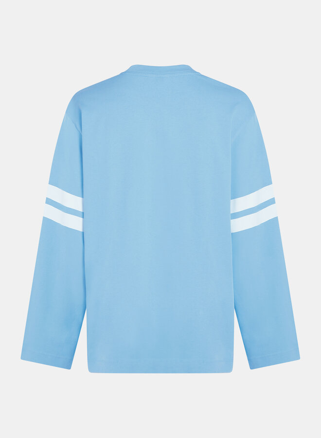 Penn&Ink S26F1807 longsleeve print ciel/white