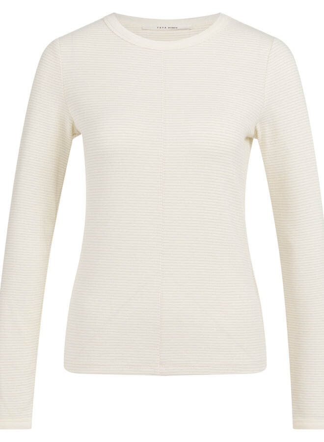 Yaya striped long sleeve top beige