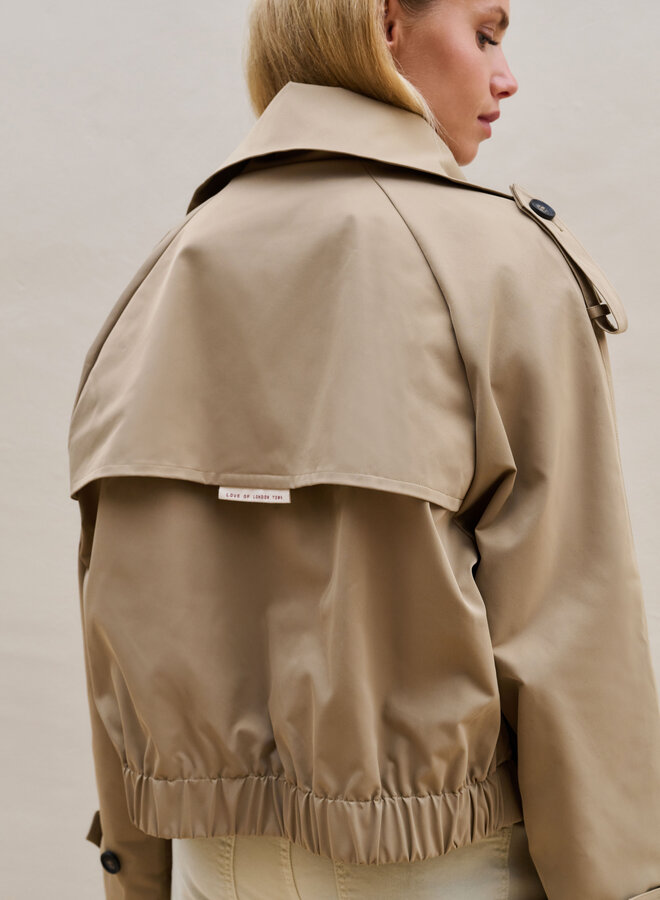 Yaya short trenchcoat jacket khaki green