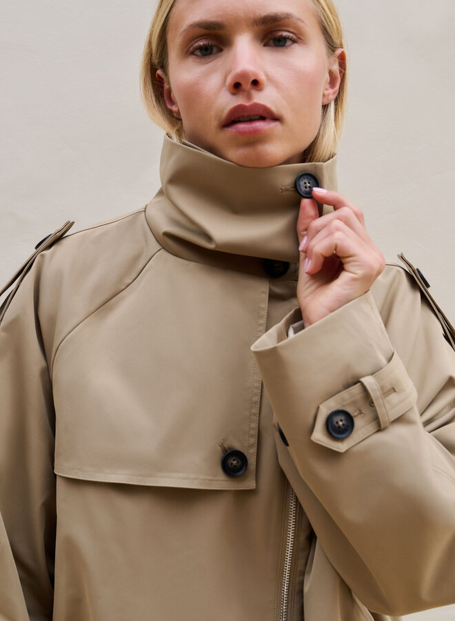 Yaya short trenchcoat jacket khaki green