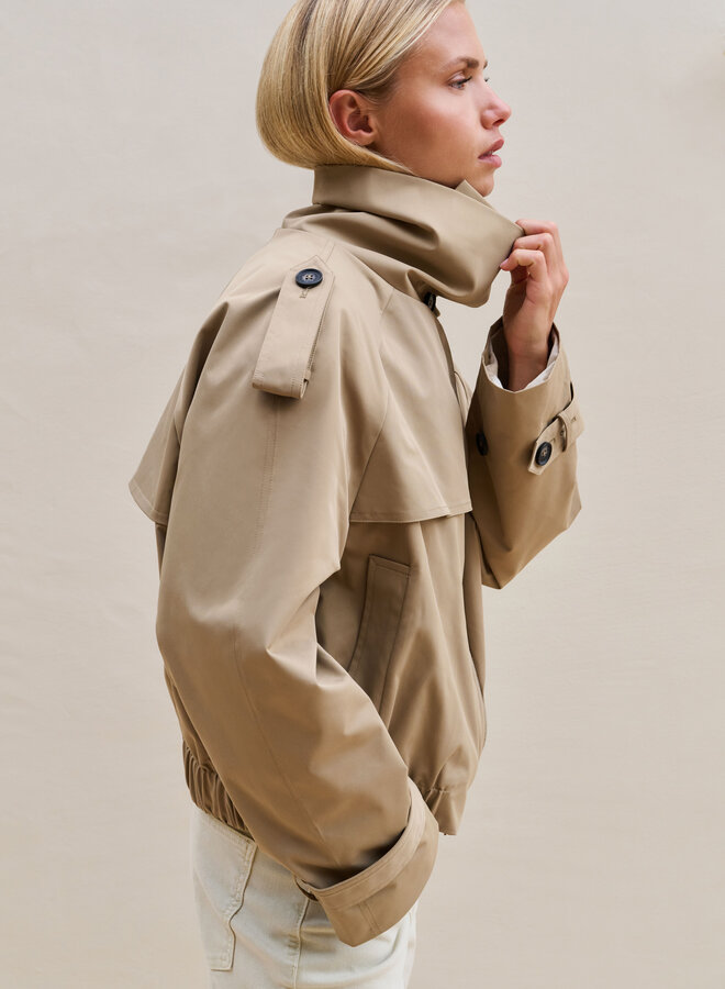 Yaya short trenchcoat jacket khaki green