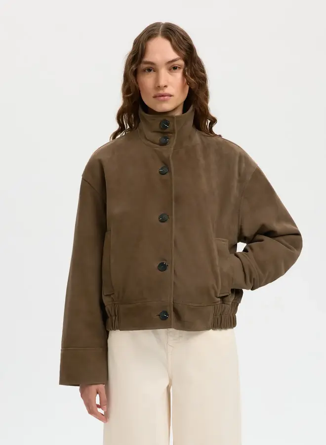 SF aiden suede jacket chocolate