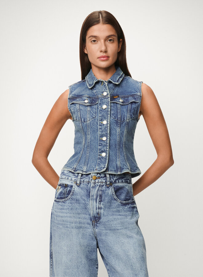 Lois celine vest 3558-7926 stone vintage