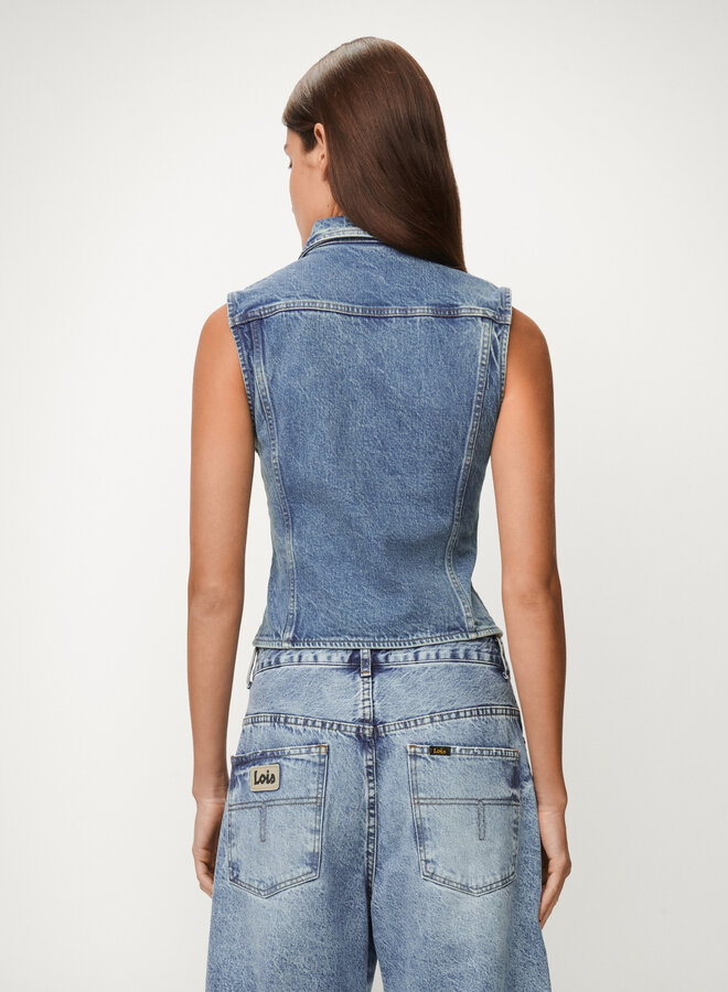 Lois celine vest 3558-7926 stone vintage