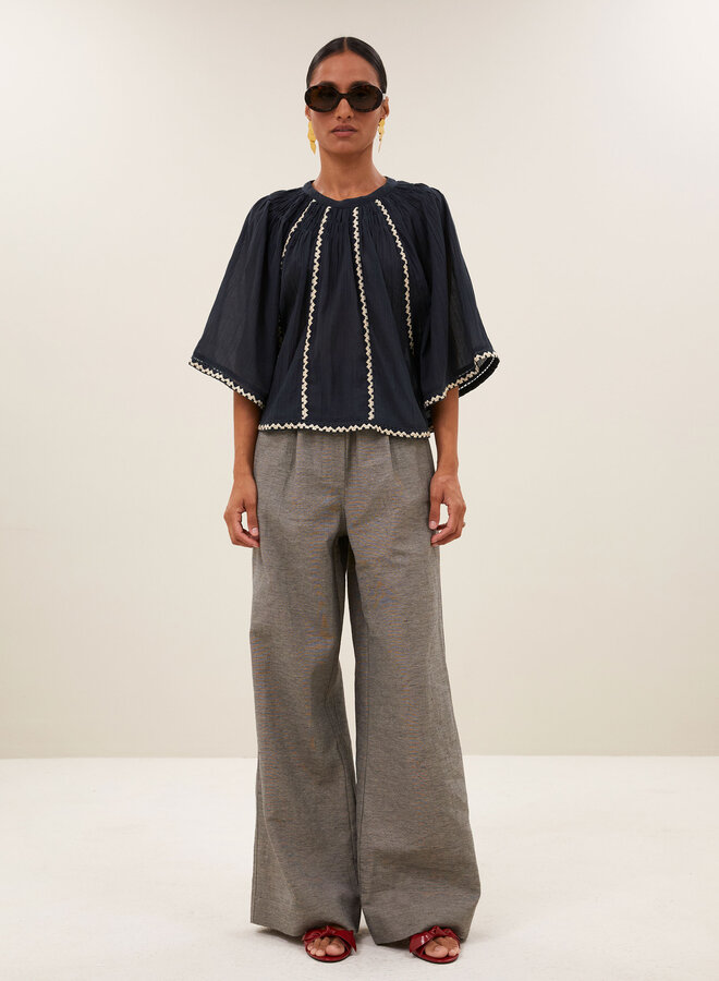 By Bar emmi embroidery blouse charcoal