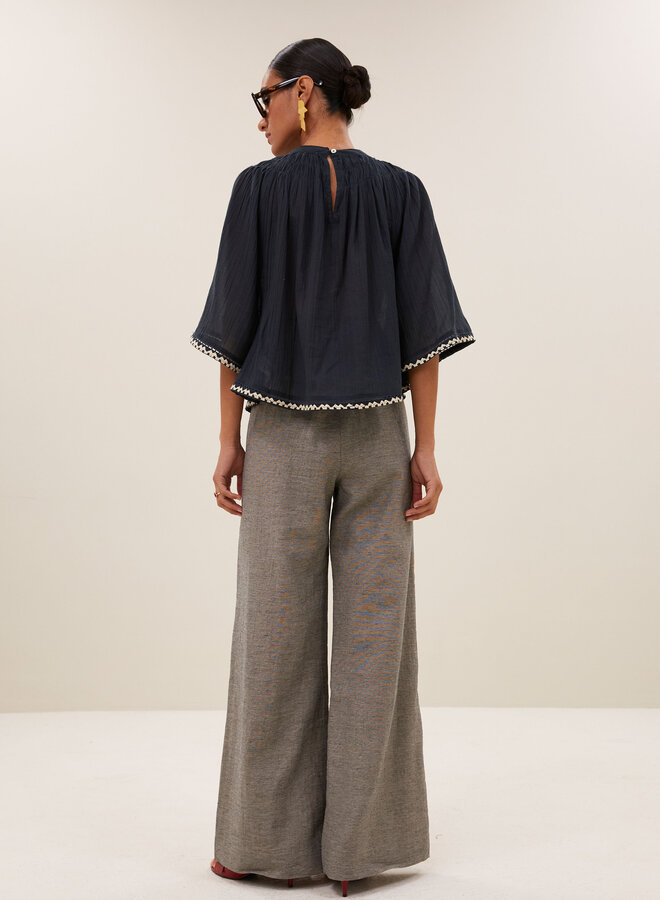 By Bar emmi embroidery blouse charcoal