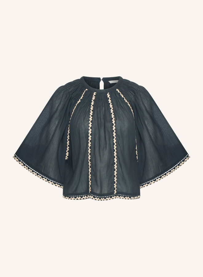 By Bar emmi embroidery blouse charcoal