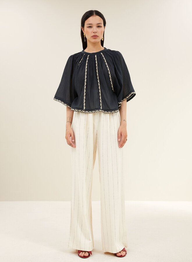 By Bar benji pinstripe pant black thin stripe