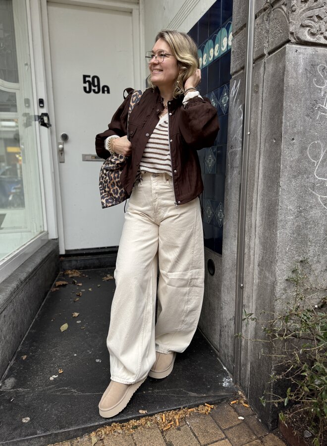 Dante6 mindy sheer cropped jacket chocolate brown