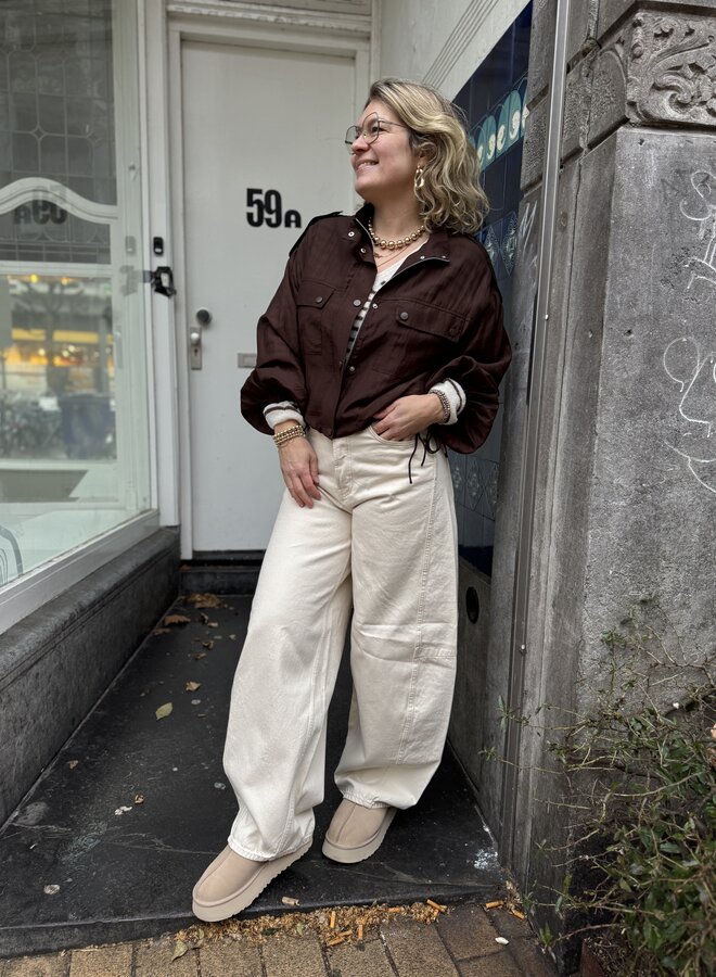 Dante6 mindy sheer cropped jacket chocolate brown