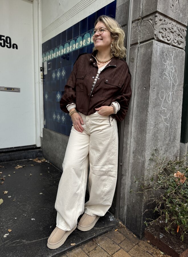 Dante6 mindy sheer cropped jacket chocolate brown