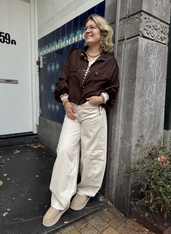 Dante6 mindy sheer cropped jacket chocolate brown