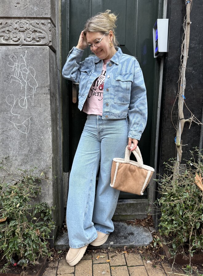 Dante6 spring printed denim jacket blue