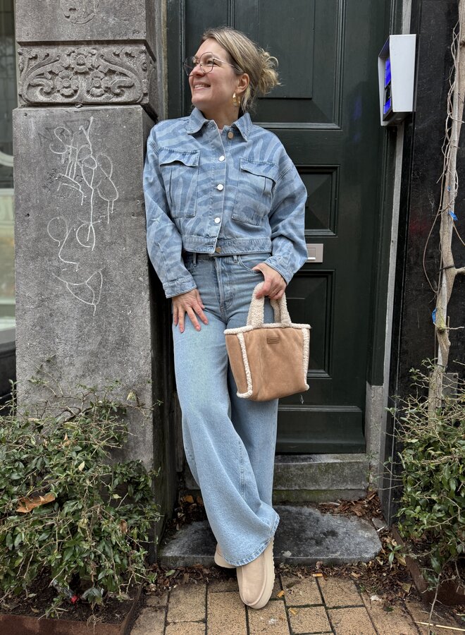 Dante6 spring printed denim jacket blue