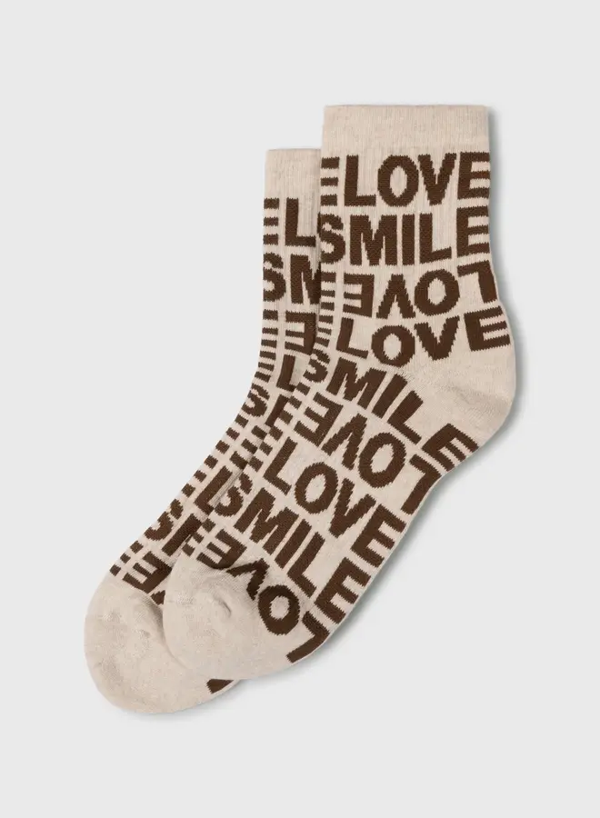 10days S262 socks all-over smile love 10 39/42 white