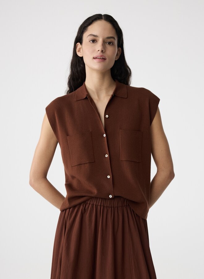 Knit-ted S26 pam cardigan mid brown