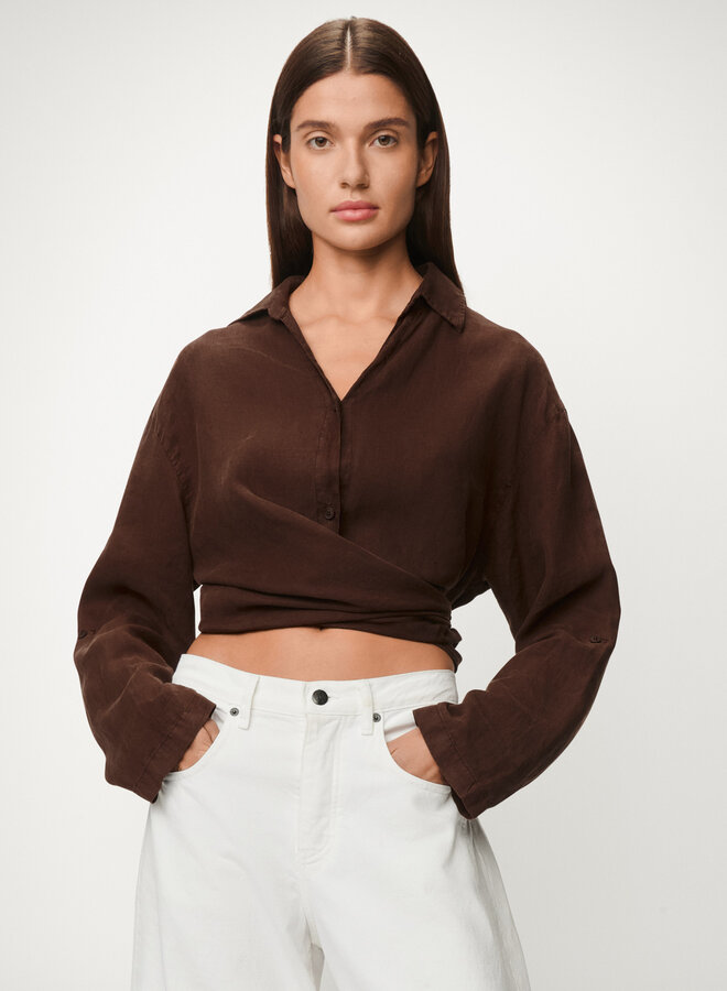 Lois pia 3342-6991 linen shirt chocolate