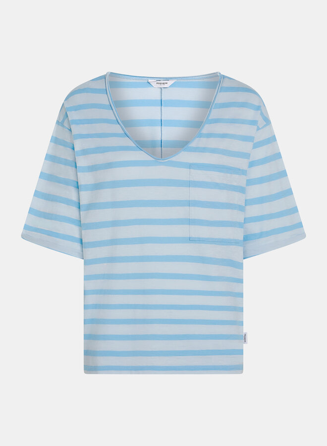 Penn&Ink S26F1800 t-shirt stripe skyrider/ciel