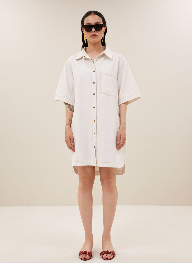 By Bar lexia twill dress cloud white
