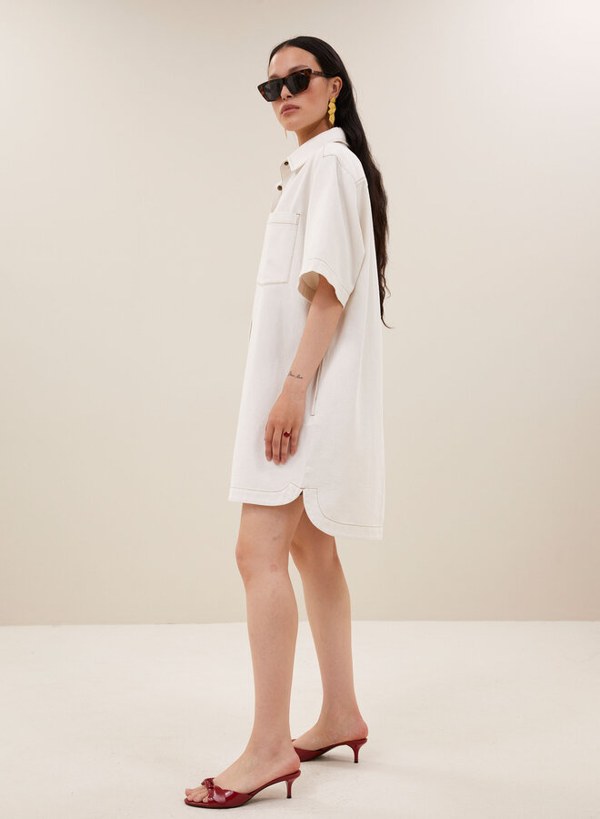 By Bar lexia twill dress cloud white