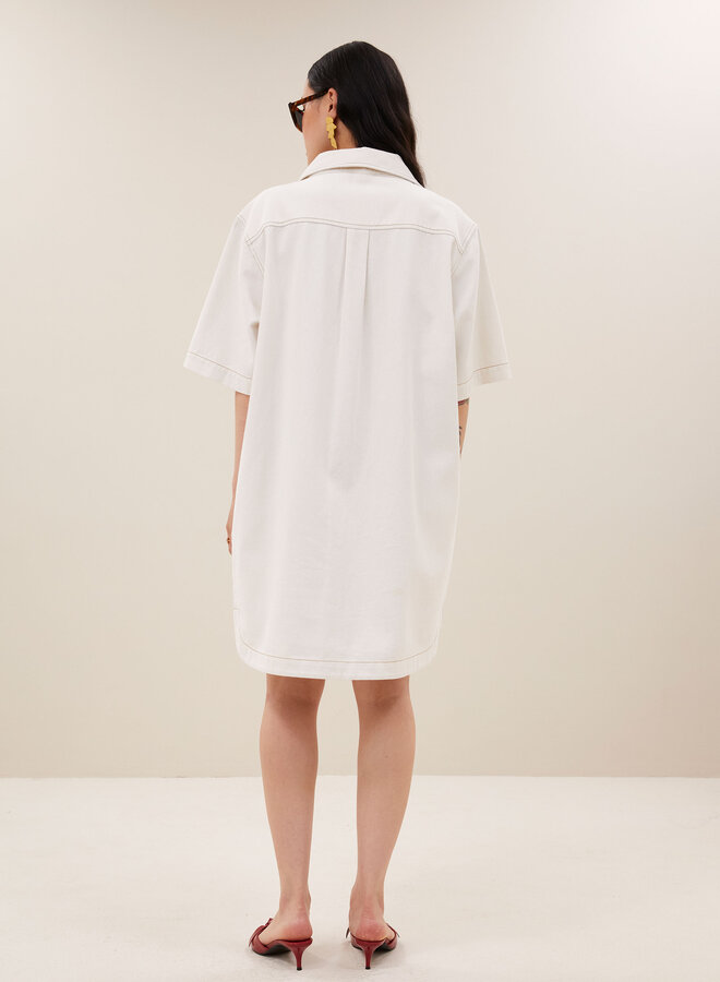 By Bar lexia twill dress cloud white
