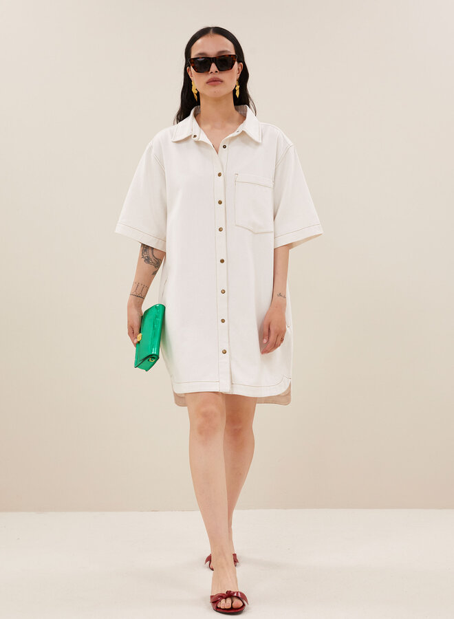 By Bar lexia twill dress cloud white