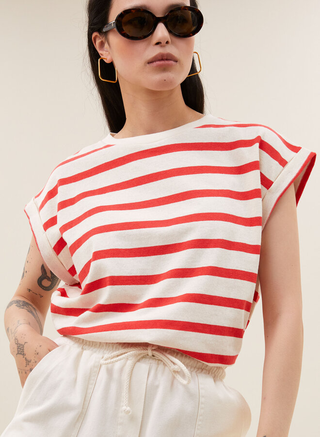 By Bar tobi top poppy red stripe