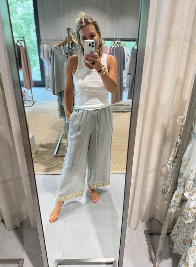 Greek archaic kori pants stone gold