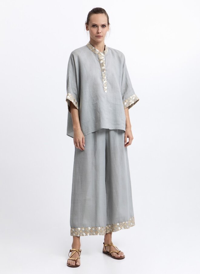 Greek archaic kori pants stone gold