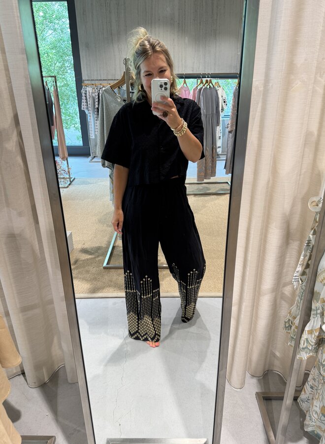 Greek archaic kori pants black gold