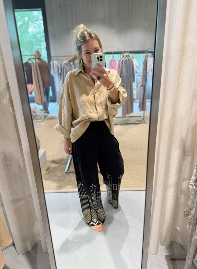 Greek archaic kori pants black gold