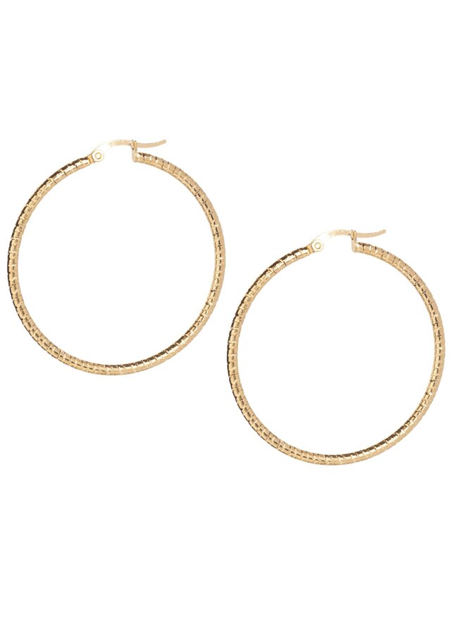 Ellen beekmans bewerkte oorringen met textuur (4.5cm)