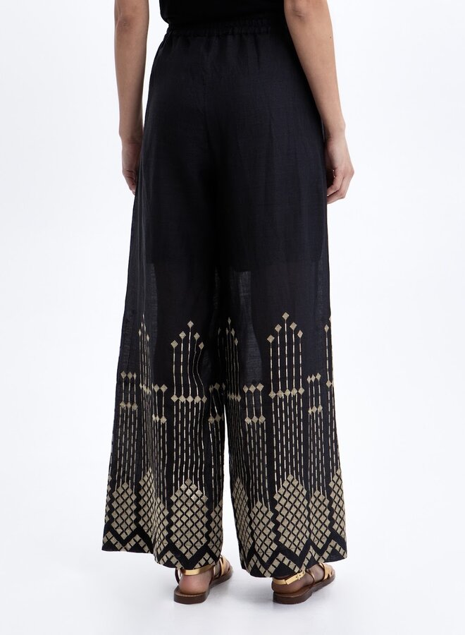 Greek archaic kori pants black gold