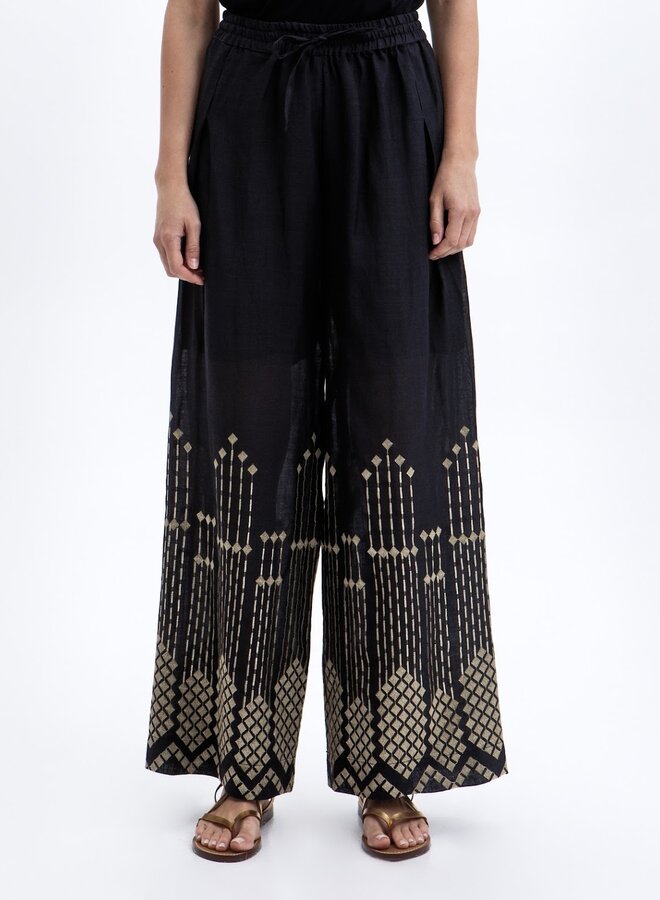 Greek archaic kori pants black gold