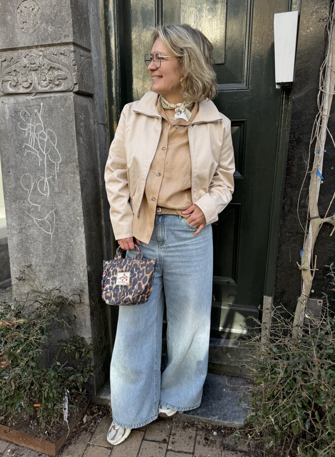 Greek archaic kori blouse camel