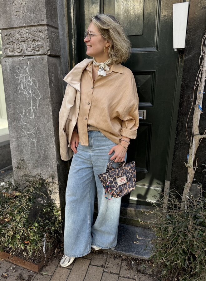 Greek archaic kori blouse camel