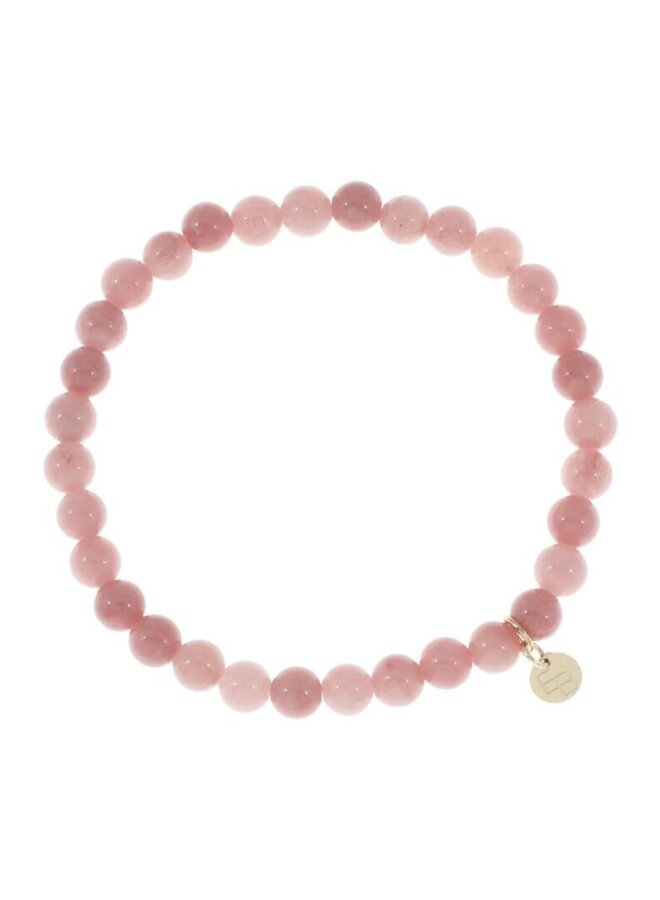 Ellen beekmans armbandje met gemstone balletjes warm roze