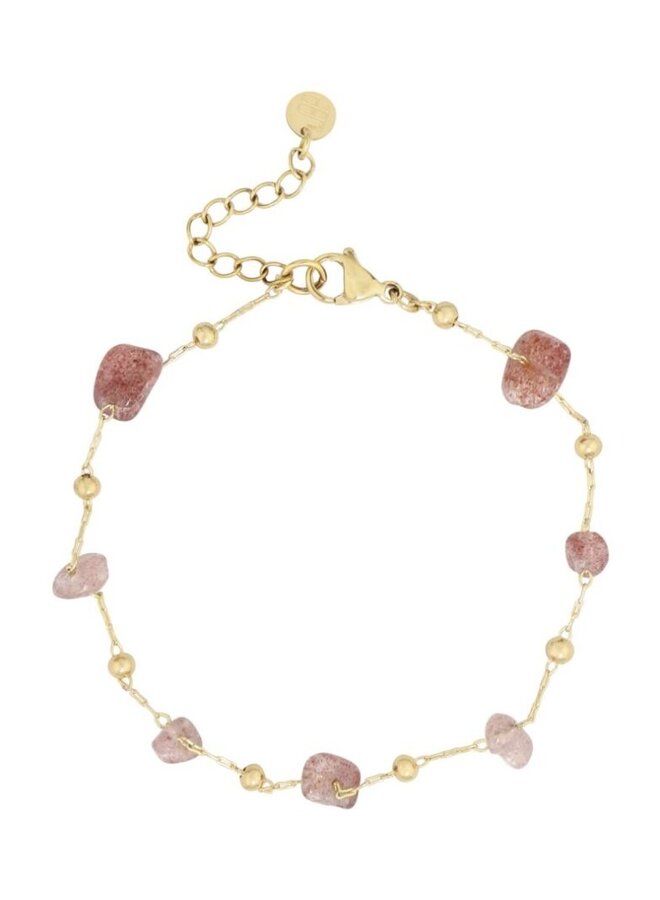 Ellen beekmans fijn armbandje met ongelijke edelsteentjes roze