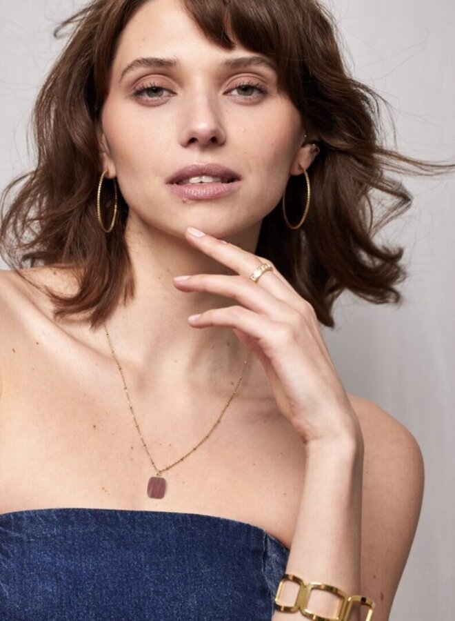 Ellen beekmans ketting met gemstone hanger roze