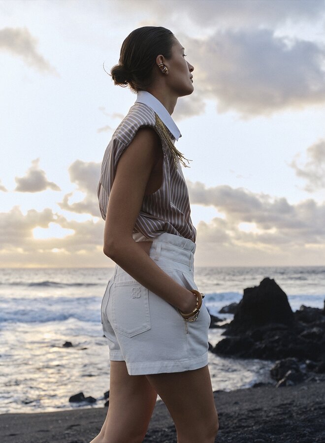 Dante6 rosie high waisted denim shorts white