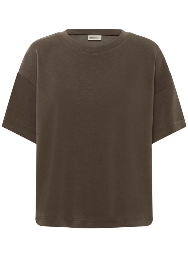 MEW helle emb boxy tee brown