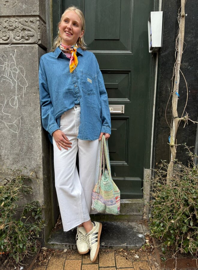 Circle boston denim jeans white