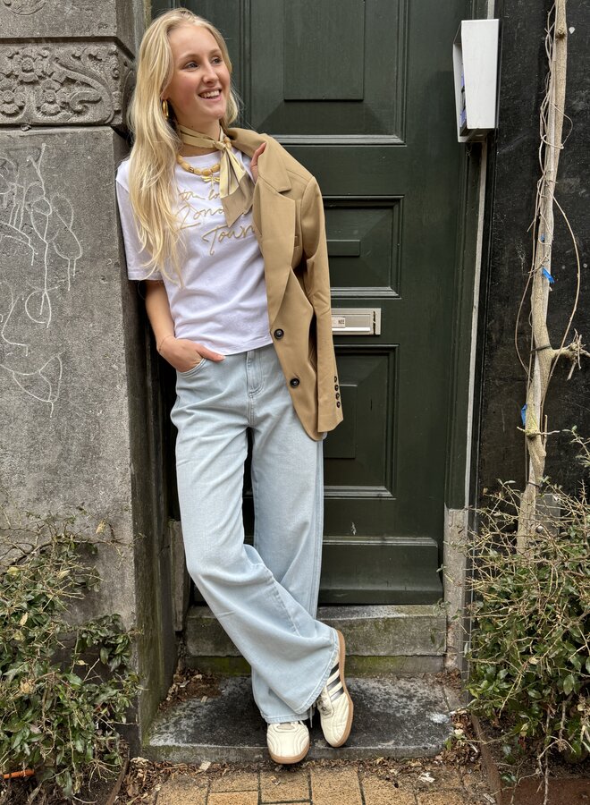 Yaya t-shirt with flock print reed yellow