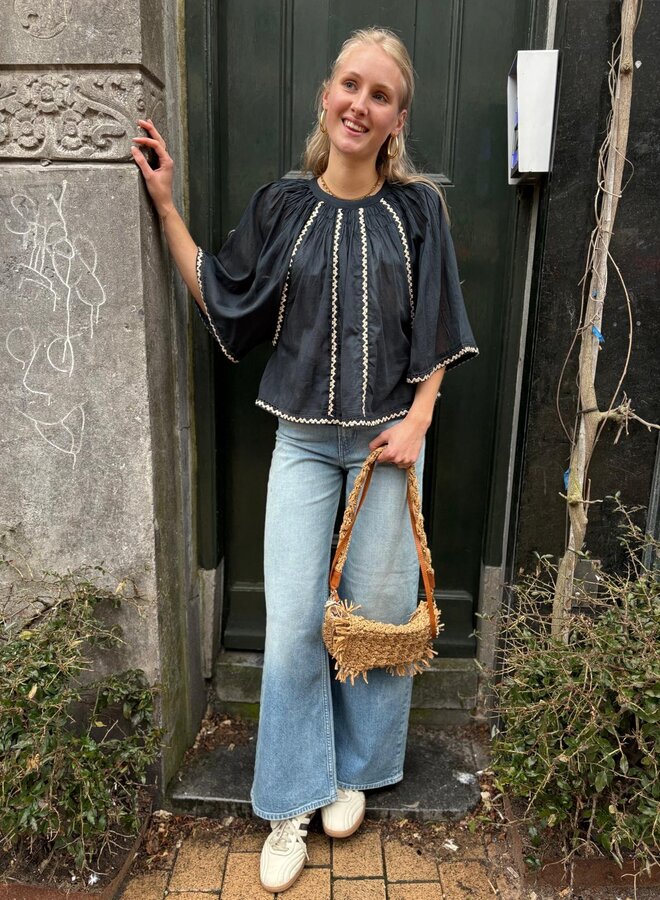 By Bar emmi embroidery blouse charcoal