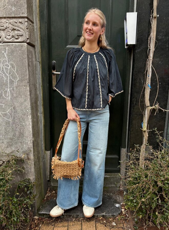 By Bar emmi embroidery blouse charcoal