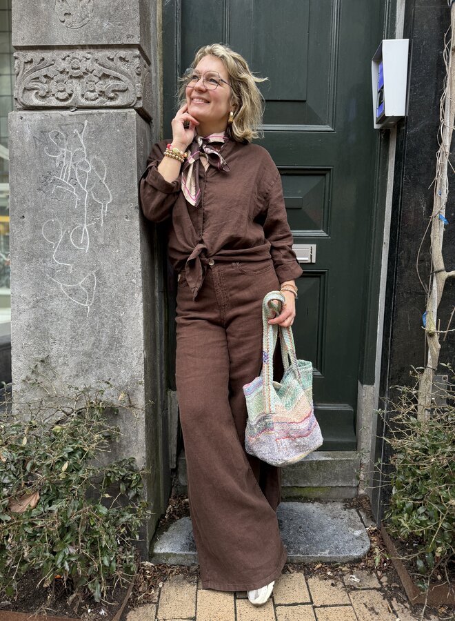 Lois pia 3342-6991 linen shirt chocolate