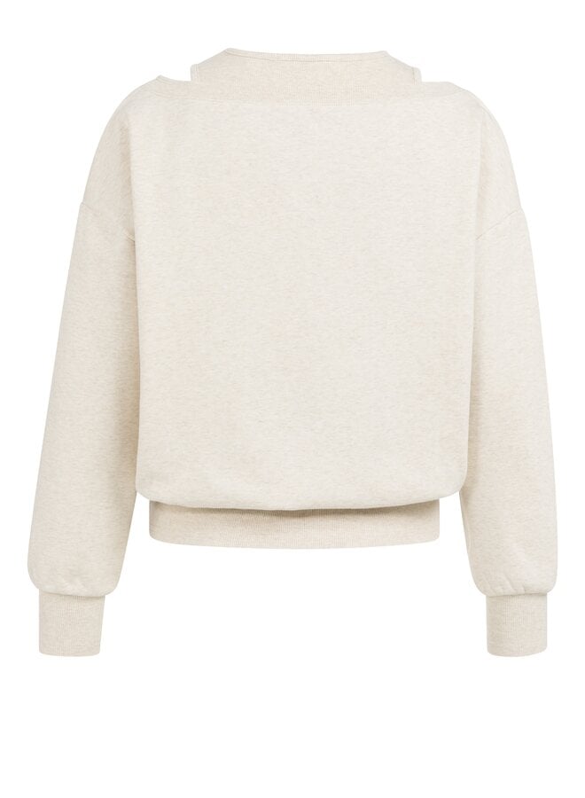 Yaya sweatshirt with double neck ecru