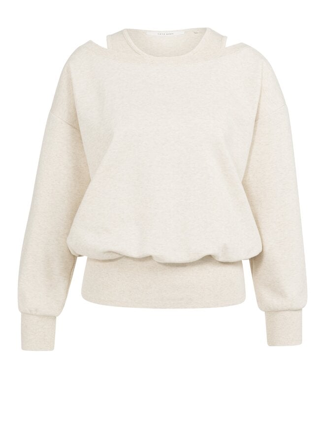Yaya sweatshirt with double neck ecru