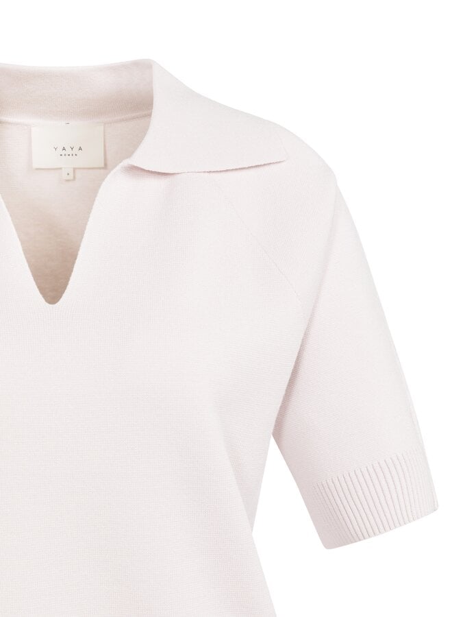 Yaya knitted short sleeve sweater ecru