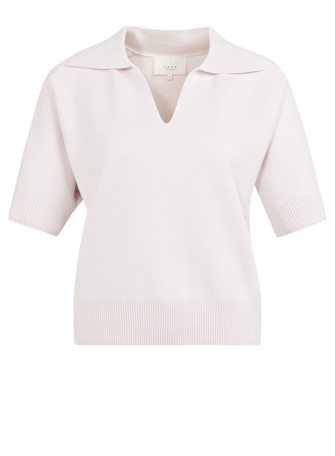 Yaya knitted short sleeve sweater ecru